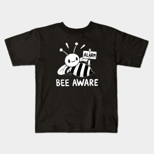 Be aware Bee with Alarm sign Kids T-Shirt